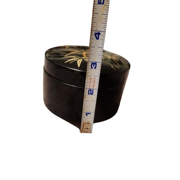 Vintage Japanese Lacquerware Coaster Set With Bamboo & Mother of Pearl Inlay - Picture 3 of 9